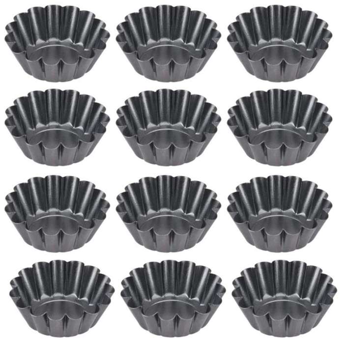 12pcs/set Non-stick Cake Mold Pizza Cake Muffin Mold Egg Tart with Ruffled Edge,bakeware Pie Tins F