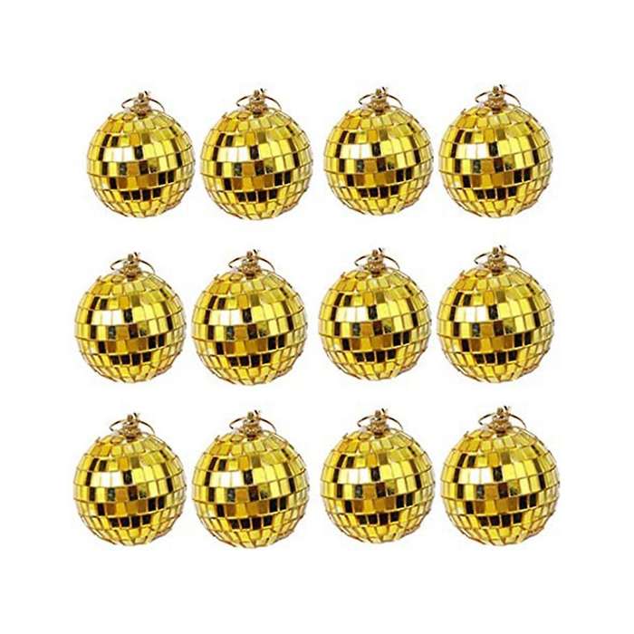 12-piece Mirror Disco Ball Decoration, Party Or Dj Lighting Effects, , Stage Props (2 Inches, Gold)