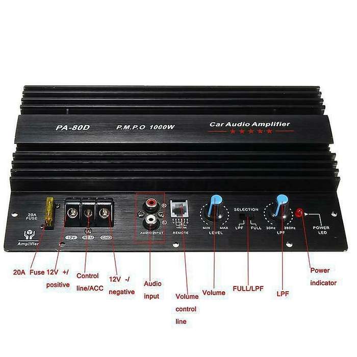 12V 1000W Car Audio High Amplifier Amp Board Powerful Subwoofer Amp PA-80D