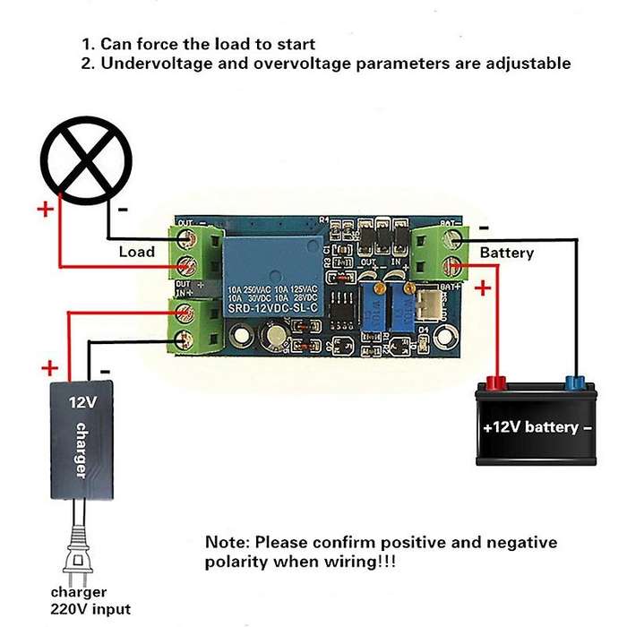 12V Anti-Over-Prevention Overvoltage Control Module Undervoltage Automatic Charging Lithium Battery