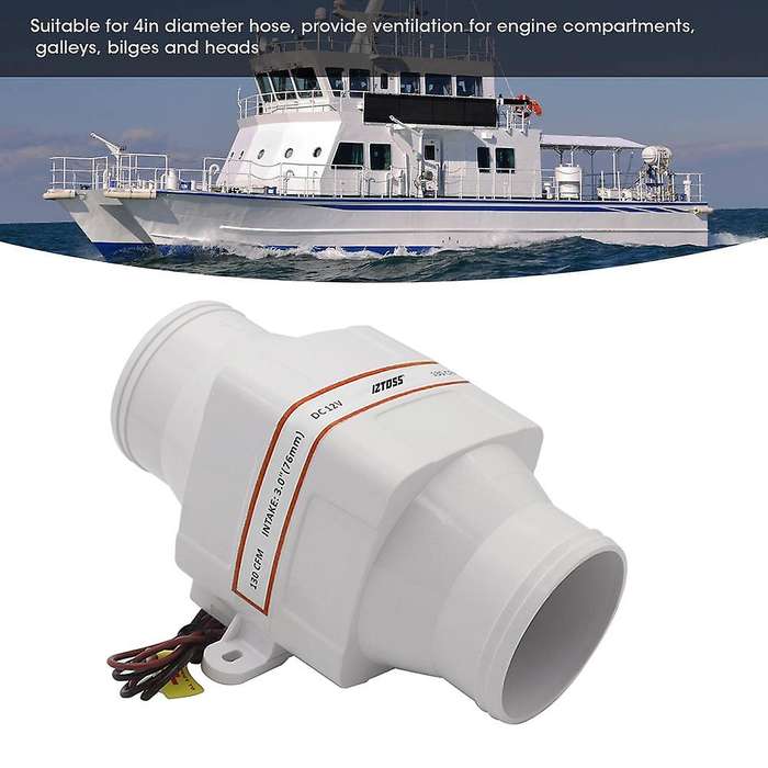 12V Boat Blower 4 Inch 270 CFM In-Line Marine Bilge Engine Galley Boat Cabin Ventilation Fan Boat Ac