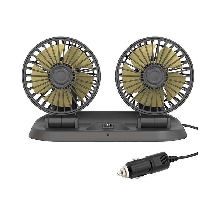12v Car Fan Universal Dual Head Fan Portable Fan Car Dual Head Fan Car Supplies