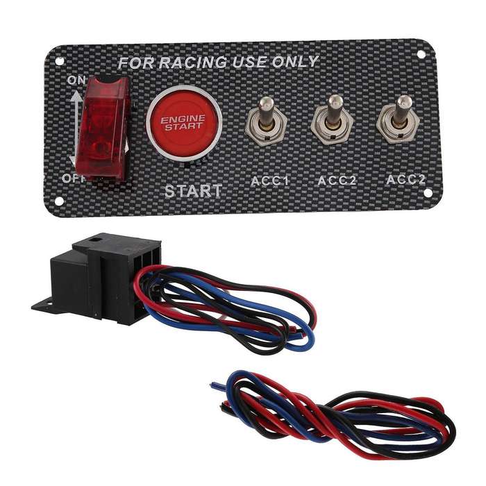 12V Car Ignition Switch Engine Start Push Button 3 Toggle Racing