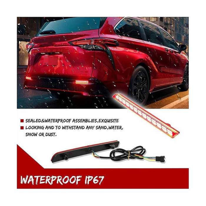 12v Car Led Rear Bumper Reflector Lights for Sienna 2021 2022 Car Driving Turn Signal Brake Light
