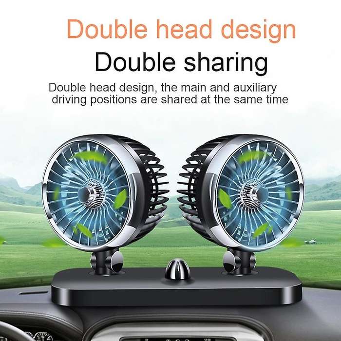 12V Car Portable Double-Headed Electric Air Fan Adjustable Suction Cup Fan Cooler Strong Wind Vehicl