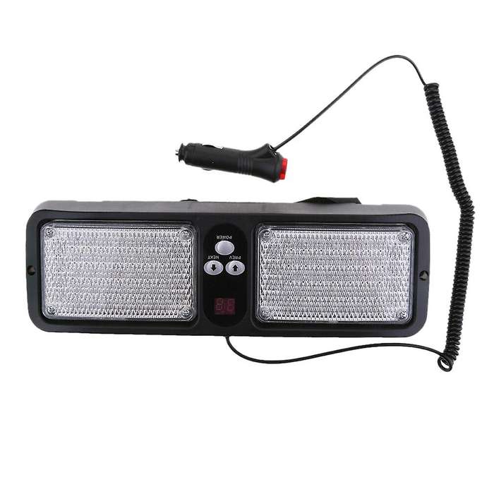 12V Car Windshield Police Warning Light Sunshield Visor Strobe Lights with 86LEDS and 12 Flash Modes