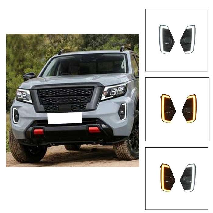 12v Led Fog Lamp Drl Daytime Running Light for Navara Np300 Frontier 2020-2022 White & Yellow Turn S