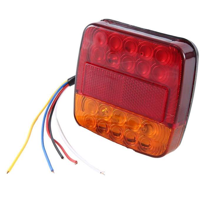 12V LED Square Lamp Two-Color Tail Lamp Universal Car Supplies Red Cover