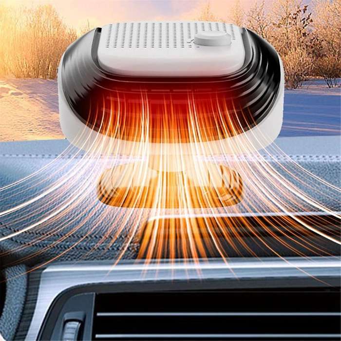 12v Potable Car Defroster Windshield Heater 2-in-1 Heating Cooling Fan for Auto Window Demister with