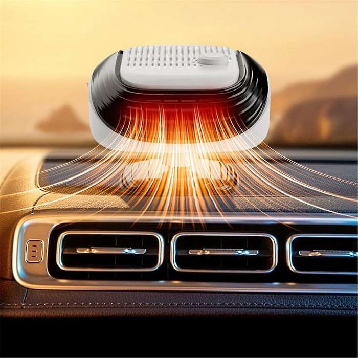 12v Potable Car Defroster Windshield Heater 2-in-1 Heating Cooling Fan for Auto Window Demister with