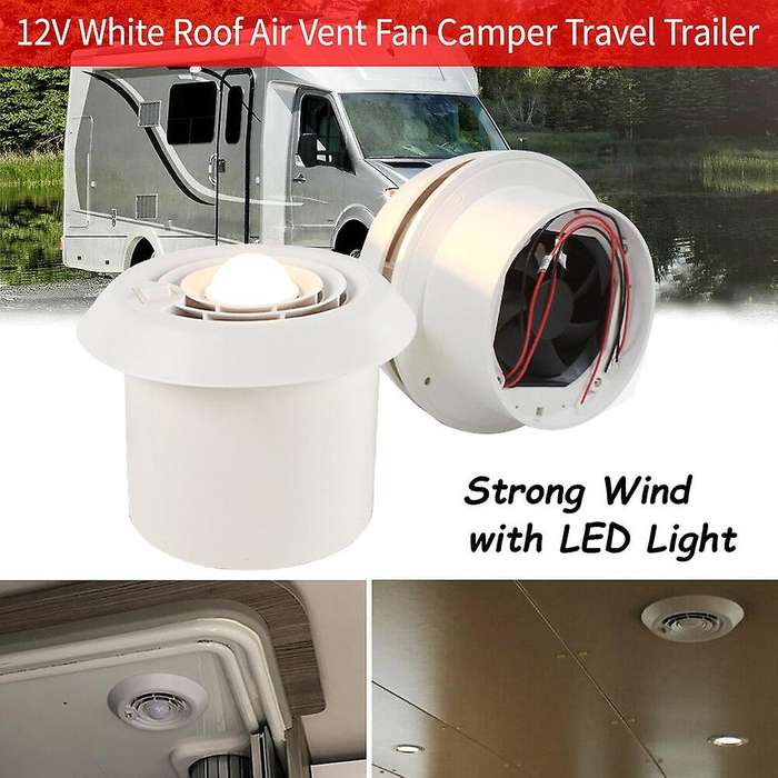 12V RV Roof Ventilation Ceiling Exhaust Fan Air Vent Grille Strong Wind Fan with LED Light for Cara
