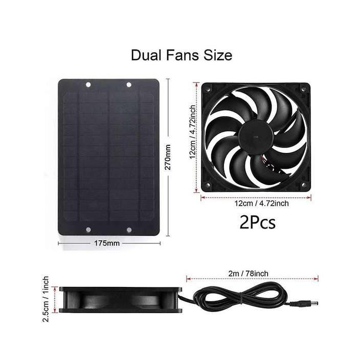 12v Solar Exhausts Fan 6 Inch Ventilator Solar Panel Powered Fan Air Extractor for Dog Chicken House