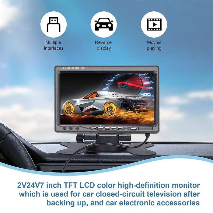 12v-24v 7 Inch Tft Lcd Color Hd Monitor for Car Cctv Reverse Rear View Backup Camera Automotive Elec