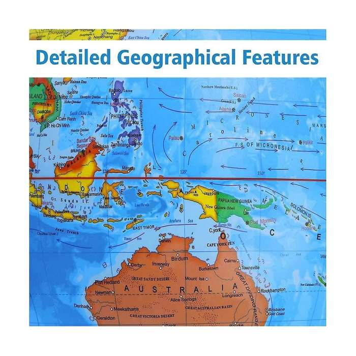 13 inch World Globe with Stand, 720 Swivels in All Directions, Desktop Decoration World Globe Map fo