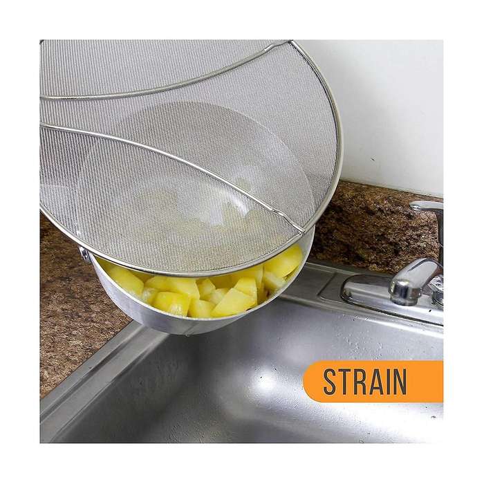 13inch Stainless Steel Fine Mesh Splatter Screen with Resting Feet Kitchen Oil Spill Prevention Net