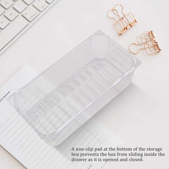 14 Desk Drawer Organiser Trays, Clear Drawer Dividers Makeup Cosmetic Organizers for Bedroom Kitche
