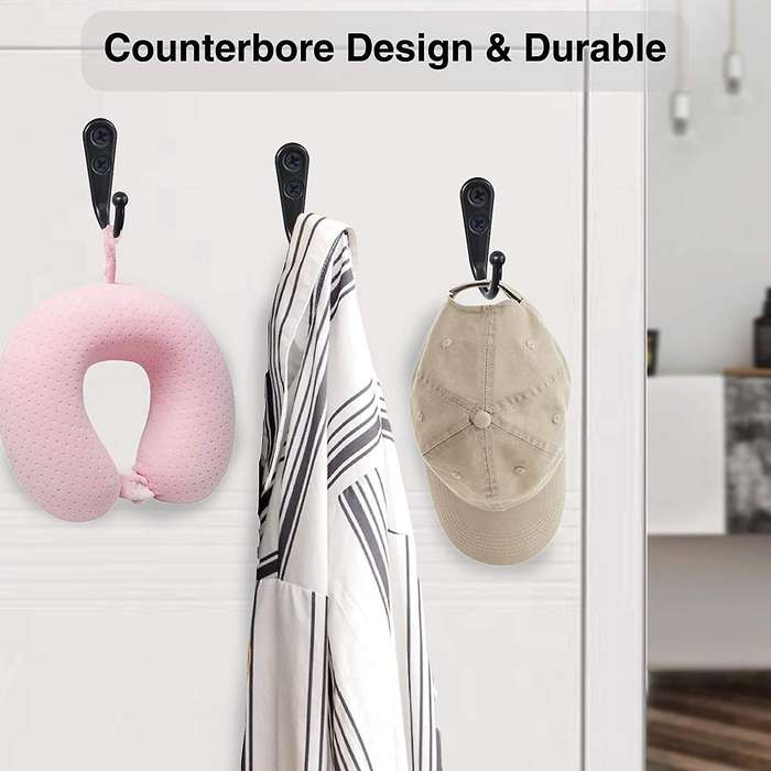 14 PCS Wall Mounted Hooks Coat Hooks Door Robe Hook for Hanging Towel Hat Key Cup Single Metal Hook
