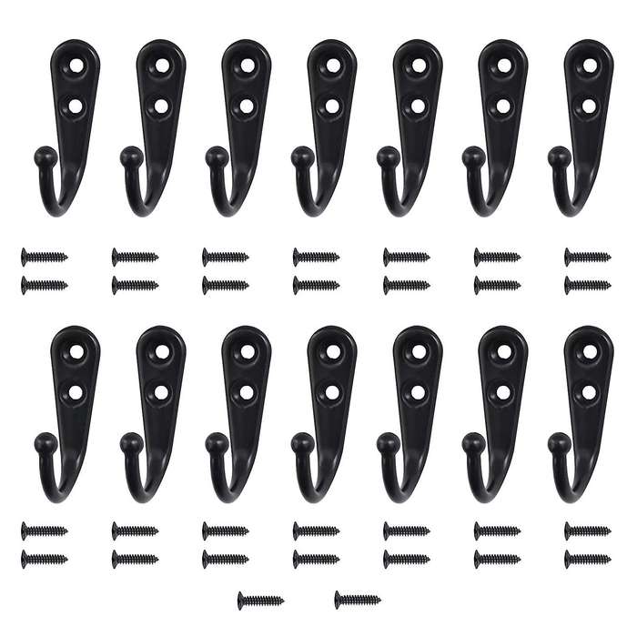 14 PCS Wall Mounted Hooks Coat Hooks Door Robe Hook for Hanging Towel Hat Key Cup Single Metal Hook