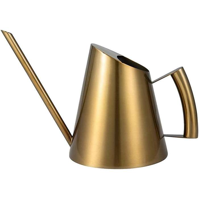14Oz/400Ml Small Watering Can Indoor Stainless Steel Houseplant Watering Can Long Spout(Gold Color)