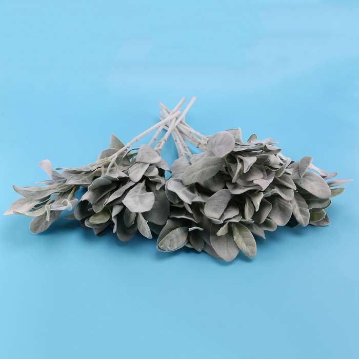 14pcs Artificial Flocked Greenery Leaves Short Stems,faux Lambs Ear Greenery Urn Filler Greenery Pl