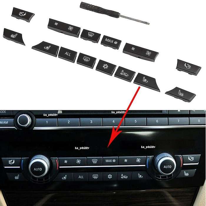 14Pcs Car Dashboard A/C Control Switch Button Key Caps Repair Kit for 5 7 Series F07 GT/F10/F11 F01/