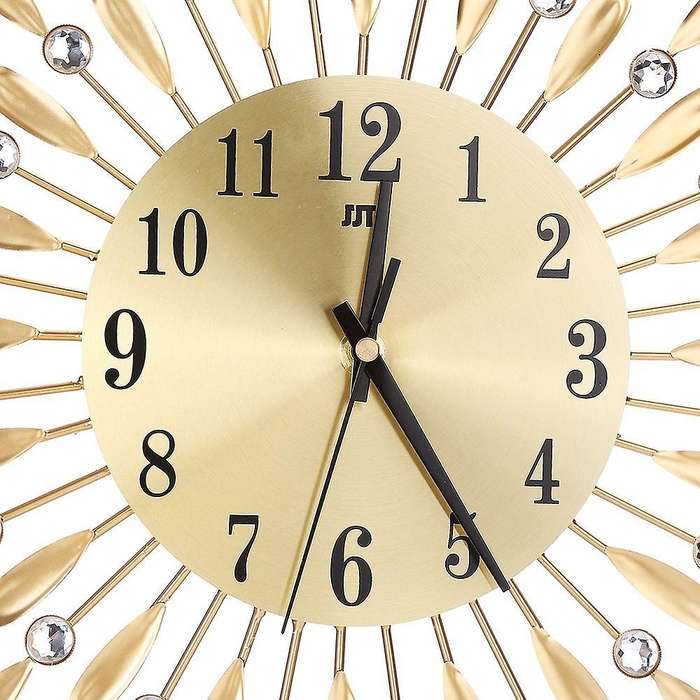15 Inch 3d Wall Clock Shiny Rhinestone Style (gold)