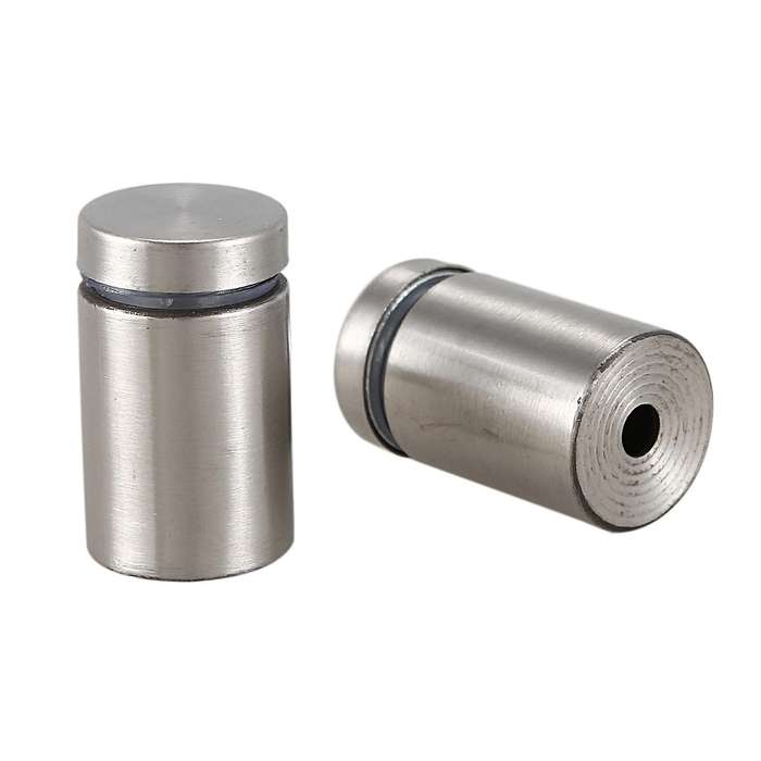 15 Pcs 19mm x 30mm Wall Mount Hardware Glass Standoff Nail Silver Tone