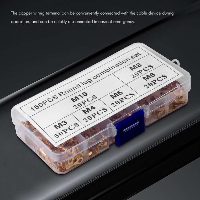 150 Pcs Cable Ring Terminal Ring Cable Lugs Copper Lugs Ring Terminals Connectors Crimp Cable Wire