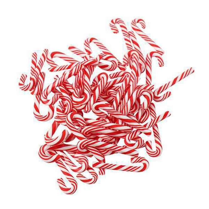 150Pcs Red and White Handmade Christmas Candy Cane Miniature Food Home Decor Clay Candy Cane