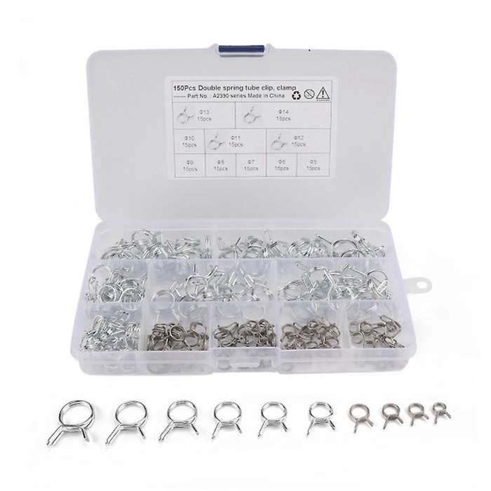 150Pcs/Set Stainless Steel Spring Clip Hose Clamp Fastener Fuel Line