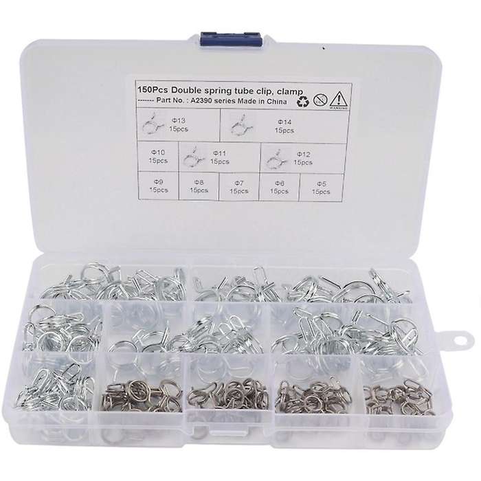 150Pcs/Set Stainless Steel Spring Clip Hose Clamp Fastener Fuel Line