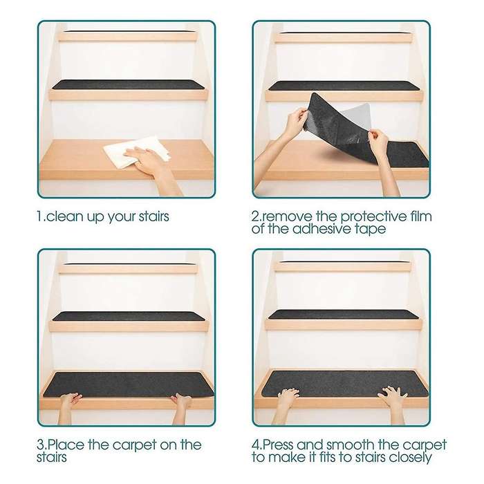 15PCS Carpet Stair Treads Non , Rug Non Skid Runner for Grip and Beauty. Safety Resistant for Kids,