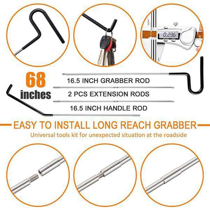 15Pcs Car Essential Emergency Lockout Kit Air Wedge Easy Entry Long LED Light Multifunctional Tool f
