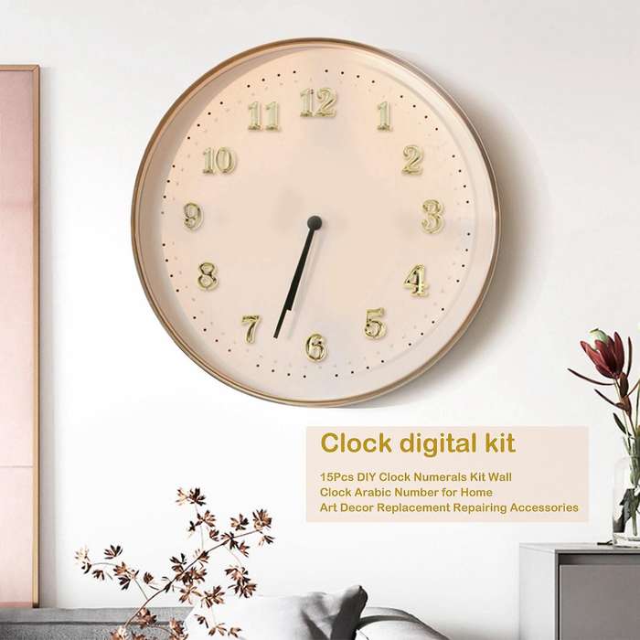 15Pcs DIY Clock Numerals Kit Wall Clock Number Art Decor Replacement Repairing Accessories