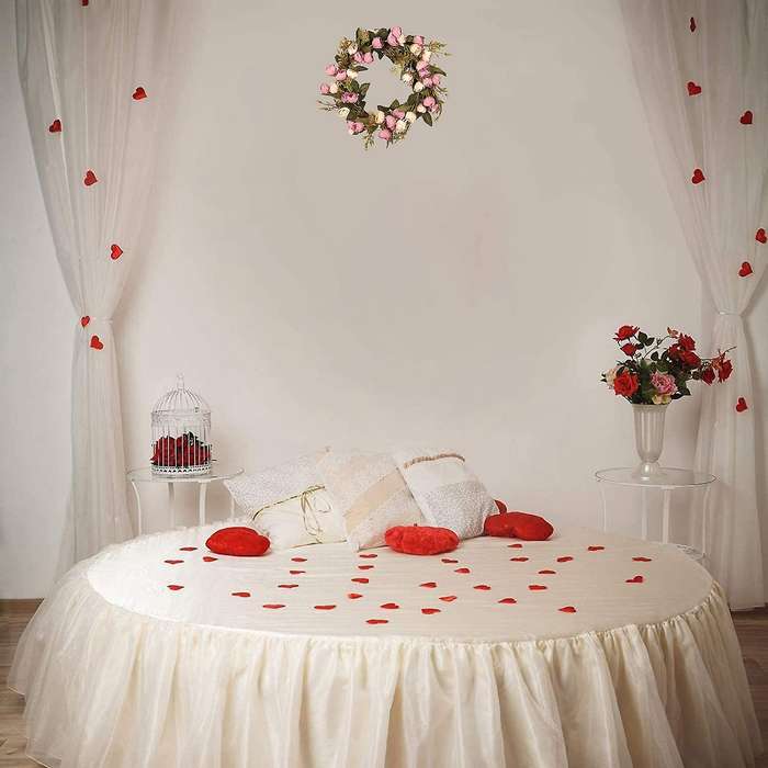16 Inch Artificial Rose Flower Wreath with Elegant Best for Front Door Wedding Birthday Party Wall