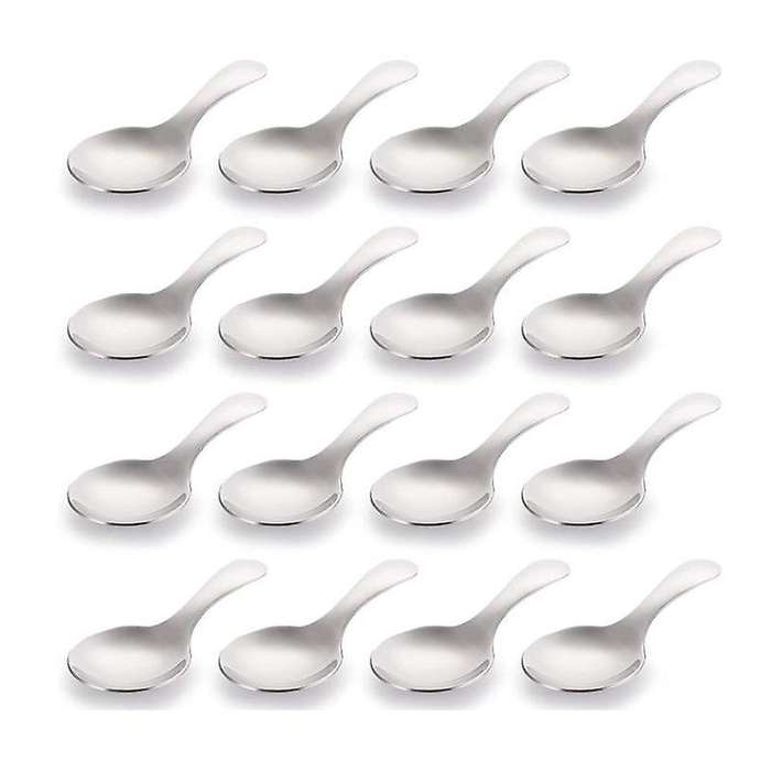 16 Pack Short Handle Spoons Mini Salt Spoons,stainless Steel Condiments Spoon,round Dessert Spoons