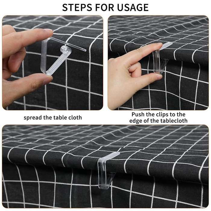 16 Pack Clear Plastic Tablecloth Clips, Transparent Plastic Table Cover Clamps, Picnic Tablecloth Ho