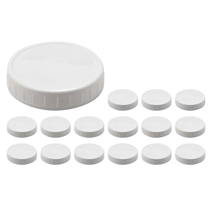 16 Pack Wide Mouth Mason Jar Lids,Plastic Storage Caps Compatible Canning Jars,Leak-Proof and Anti-S