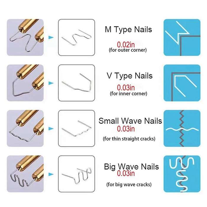1600pcs Hot Stapler Wave Repair Stapler Bumper Car Tools Bodywork Repairs 0.6mm & 0.8mm Standard Pre