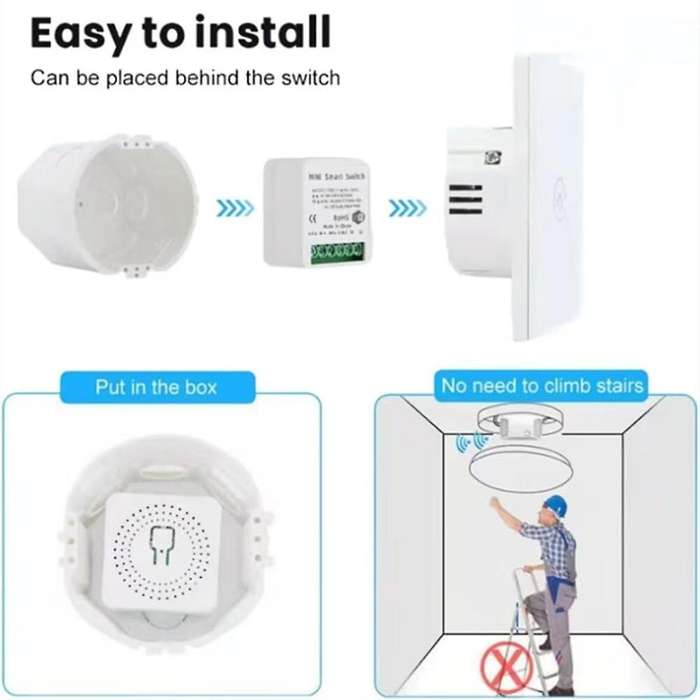 16A Mini Wifi DIY Light Switches Module 2-Way Control Work for Tuya Smart Life Alexa Home