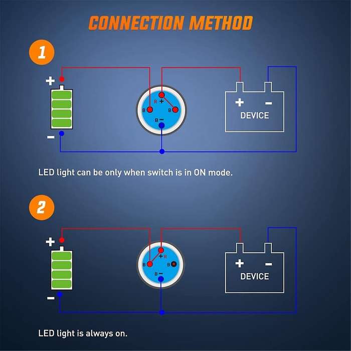 16mm Push Button Switch 5PCS with Pre Wired Harness 12V 24V Metal Self Locking Latching LED Round S