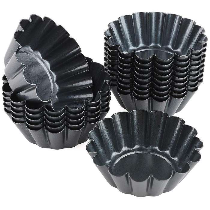 16Pcs Egg Tart Molds Set of 16 Carbon Steel Mini Tart Pan Cookie Mold Baking Tool