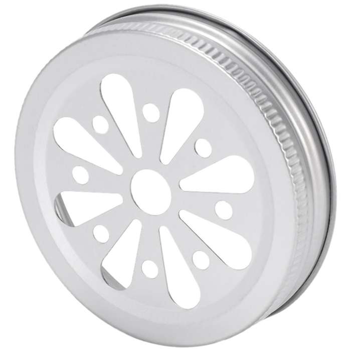 16pcs Regular Mouth Can Jar Lid Rust Proof Daisy Cut with Straw Hole Hollow Flower Cover for Ball,c