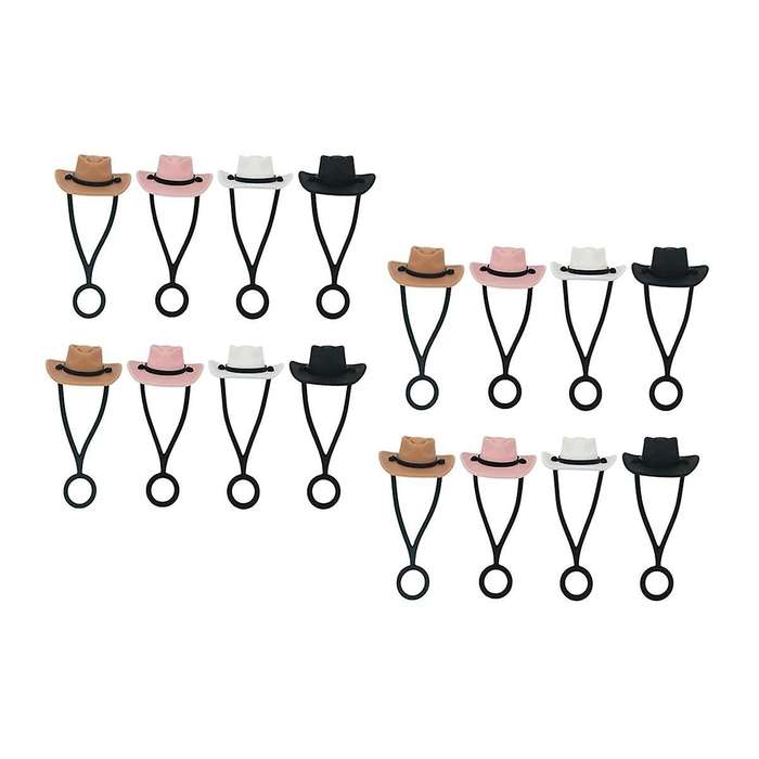 16PCS Silicone Hat Straw Covers Cap for 30/40 Oz Cute Funny Tumbler Straw Topper Accessories