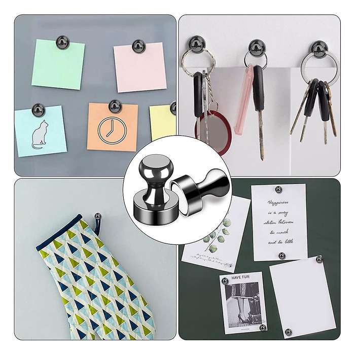 16pcs Strong ,black Refrigerator Magnets, Push Pin Magnets,strong Whiteboard Magnets for Locker, Ma