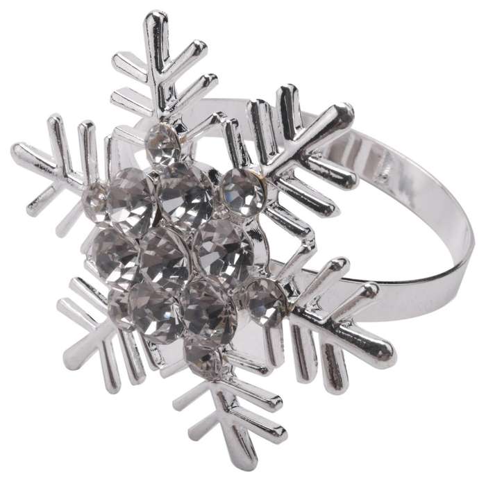 16Pcs Silver Christmas Napkin Rings Snowflake Napkin Rings Decor Christmas Deer Napkin Holders Leave
