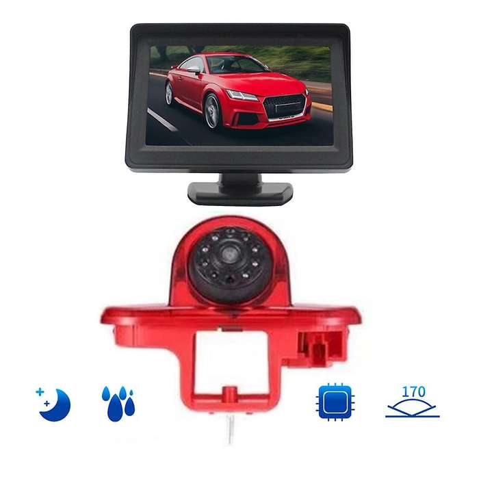 170 Backup Rear View Camera Brake Light & 4.3Inch Monitor for Trafic 2001-2014 Opel/Vaxhall Vivara C