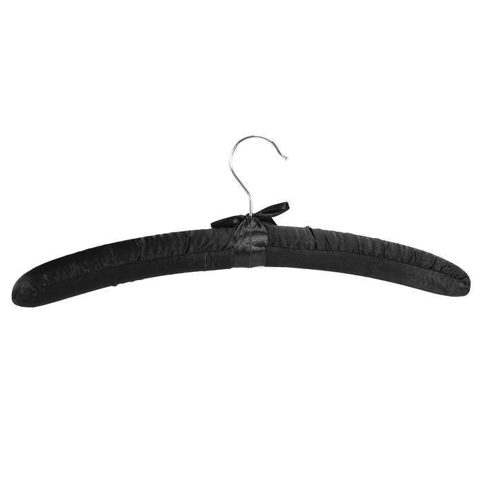 17 Inch Satin Padded Hangers,Silk Hangers for Wedding Dress Clothes,Coats,Suits,Blouse (Black,5 Pac