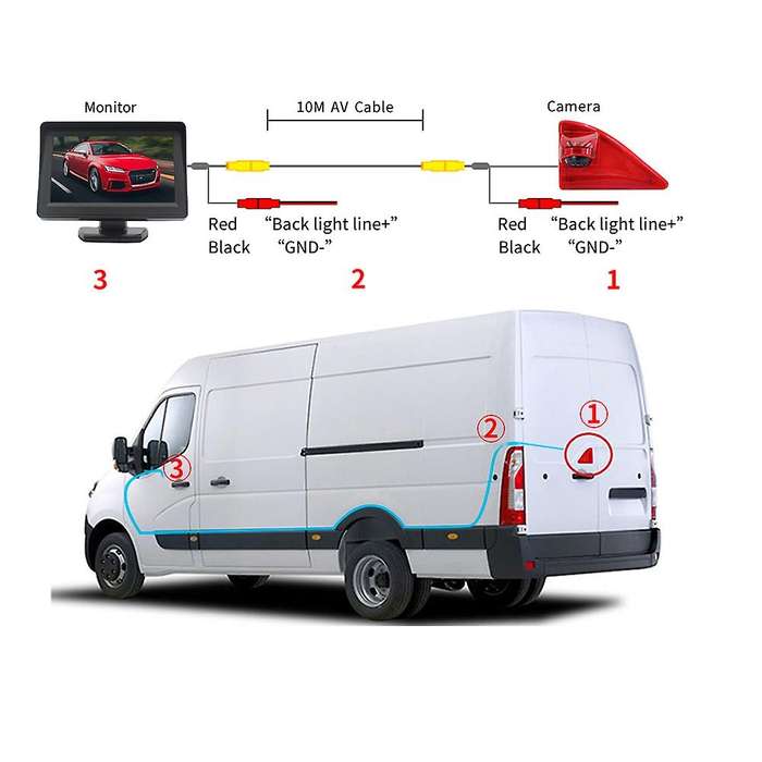 170 degree Backup RearView Camera Brake Light & 4.3Inch Monitor for Master NV400 Opel Movano 2010-20