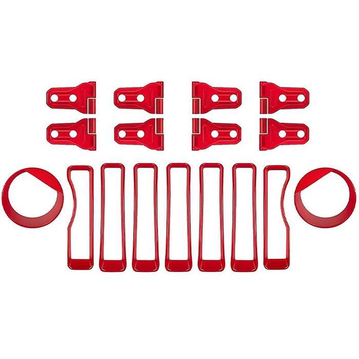 17PCS Front Grille Insert Grill, Headlight Lamp Cover Trim Clip-in and Door Hinge for 2018 2019 2020